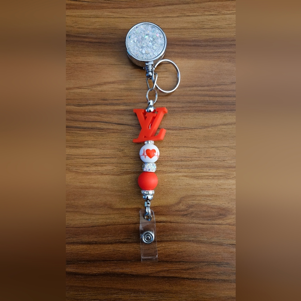 Orange Beaded Key Holder